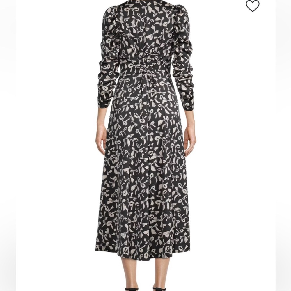 For love and lemons bow print midi dress long sleeve button front dress small - Picture 3 of 8